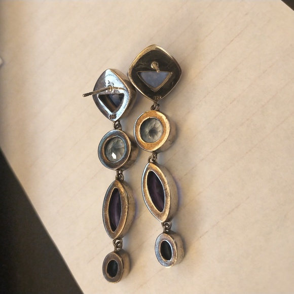 Stunning multi stone SS dangling earrings - Picture 5 of 6